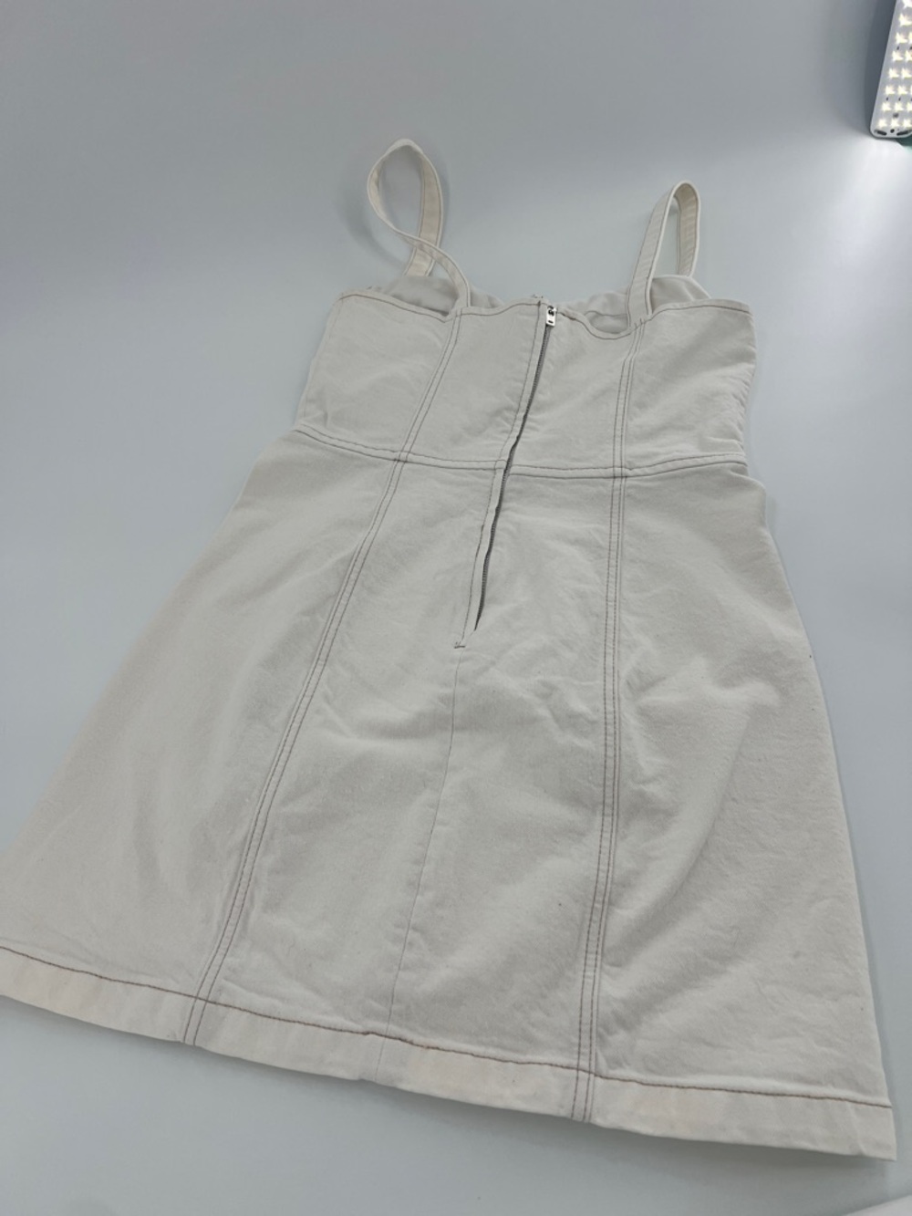 Reformation Nikki Bustier Denim Mini‎ Dress Vintage White festival 12 - Picture 10 of 11
